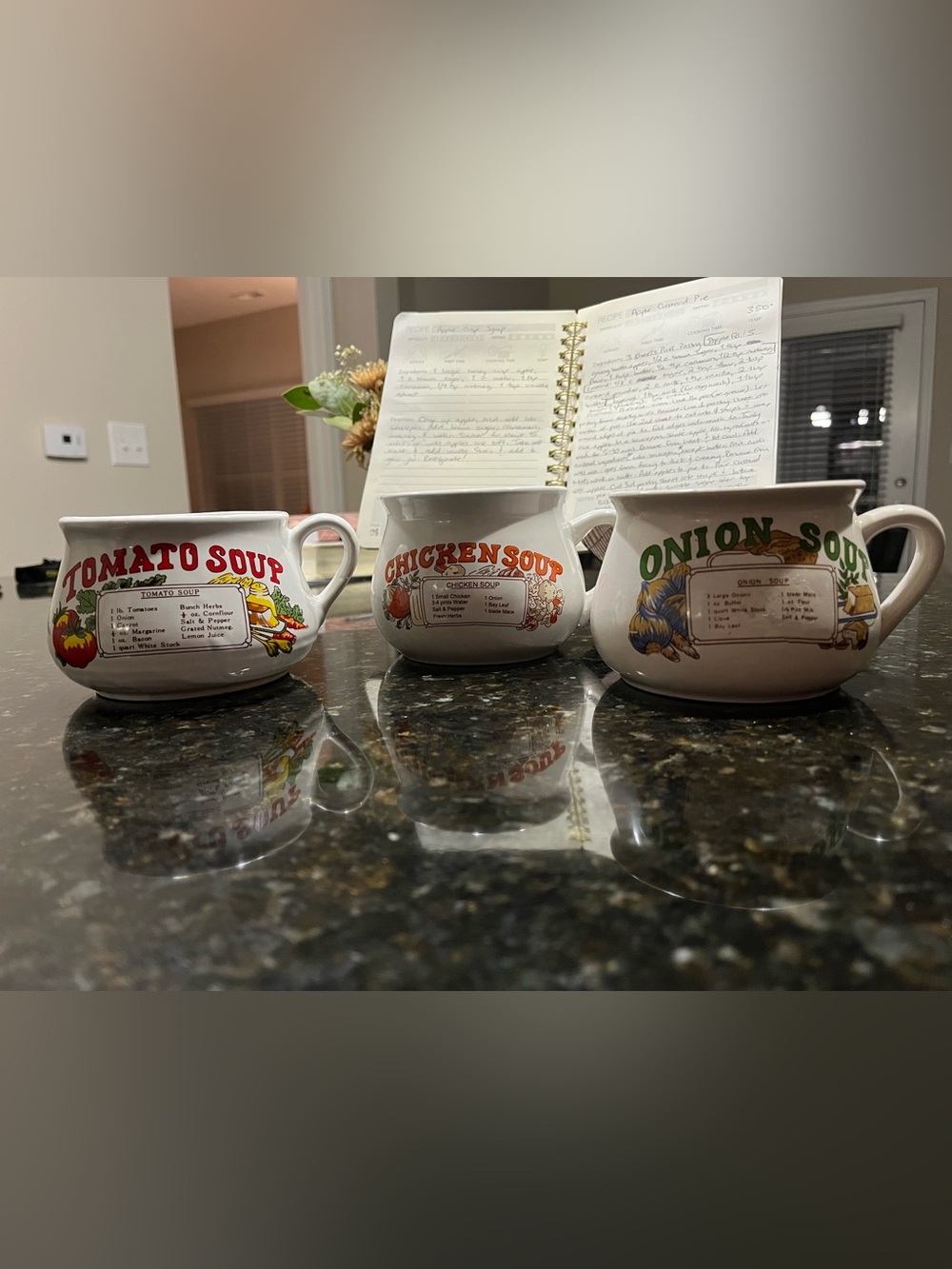 Set of 3 Ceramic Soup Bowls/Mugs Bricabrac Kitschy Kitchen Decor